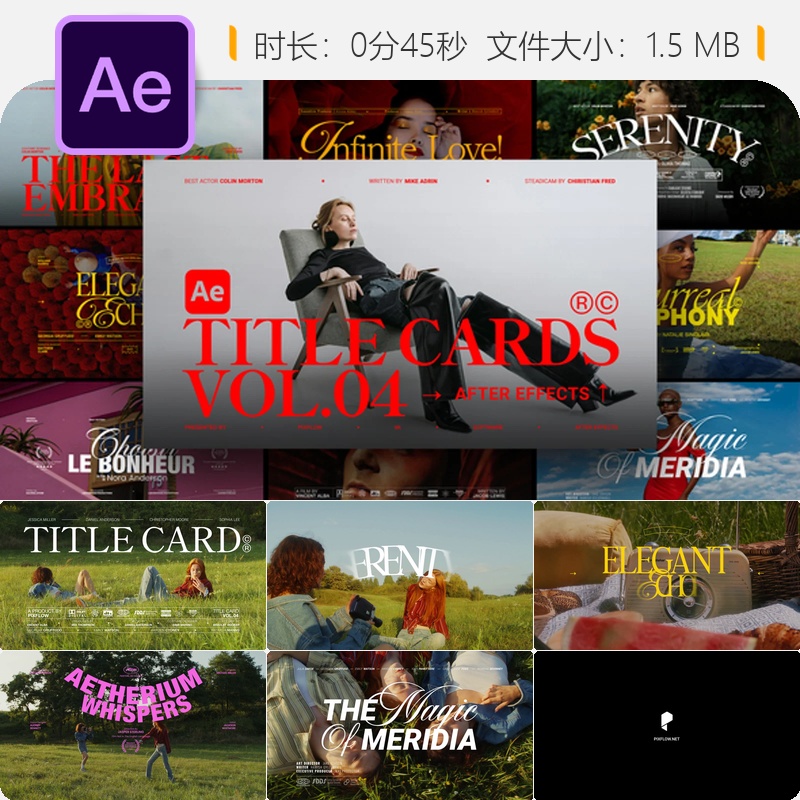 AE模板电影场景序列卡演员名单片头动画设计制作AE工程文件模板