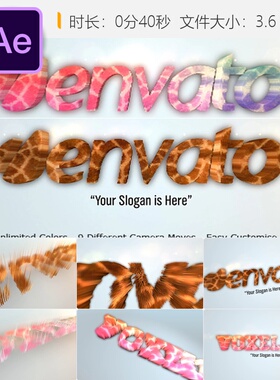 AE模板优雅羽毛动物标志动画白色企业风格4K高清自然清新羽毛元素