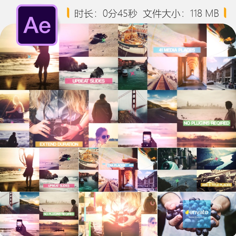 AE模板节日开场电影感干净简洁片头动画展示AE模板4K高清视频