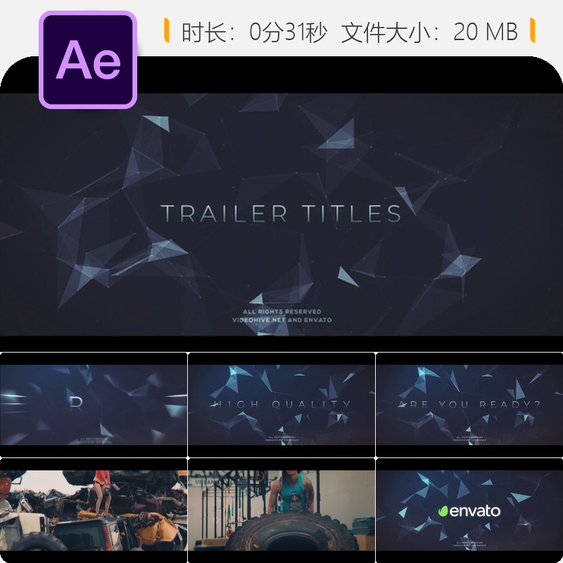 AE模板电影预告片动作片头开场动画视频合集装AE工程文件素材合集