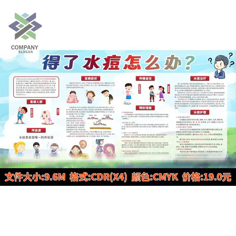 小学生预防水痘教育疾病得了水痘怎么办健康教育宣传栏psd素材