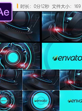 AE模板蓝色广播级LOGO动画开场视频制作4K动态图形设计专业版