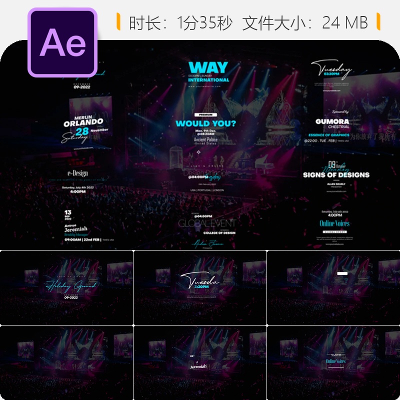 创意企业活动AE模板优雅品牌广播级动态文字设计4K动画效果展示