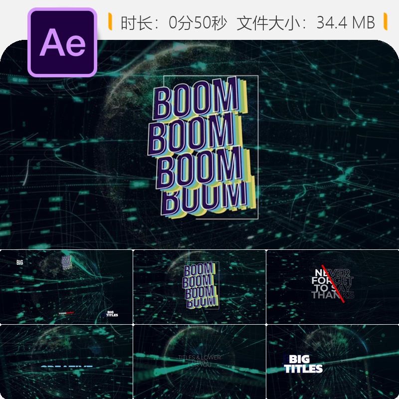 现代时尚创意文字排版AE模板简约优雅动态动画设计4K展示效果