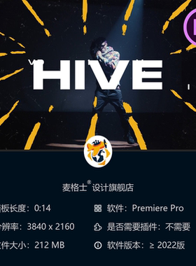 Grunge风格PR模板时尚快剪动态开场4K影视级故障特效视频素材