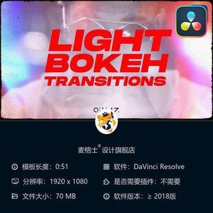 达芬奇光斑转场特效模板 电影感动态短视频MG动画素材