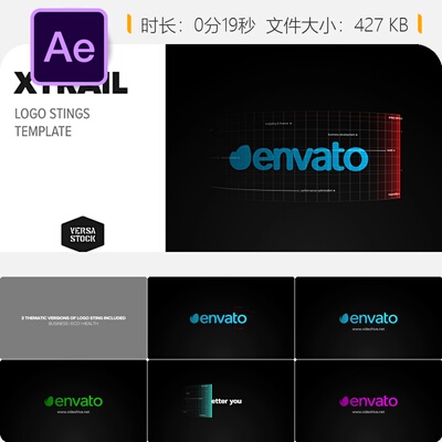 Xtrail企业科技金融LOGO动画AE模板高端商务品牌标识片头设计
