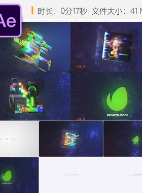 Chroma Aberration科幻未来科技AE模板LOGO动画彩色数字网格开场