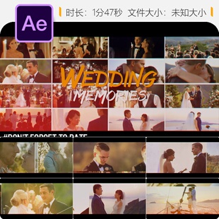 婚礼浪漫优雅AE模板4K展示片纪录片相册制作精美作品集展示