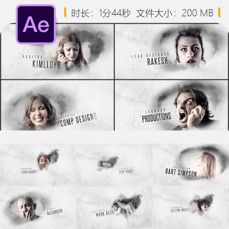 AE模板电影火焰特效动作片头宣传片预告片片尾动画AE模板