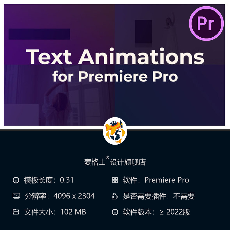 PR模板动态文字动画预设字幕排版4K文本动画特效AE模板素材合集