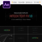 FX科技感文字动画AE模板现代简约故障风格 Hitech Text 4K片头