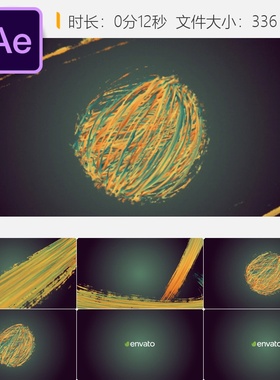 Indie LOGO动画AE模板彩虹色动态线条笔刷圆形球体元素展示片