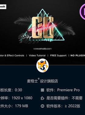 Synthwave复古80年代金色金属霓虹LOGO动画PR模板赛博朋克风格