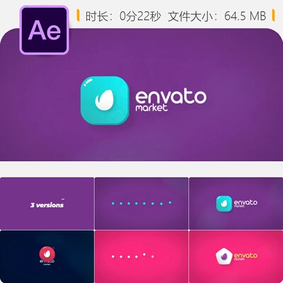 Marimba标志AE模板简约企业LOGO动画扁平风格片头展示搜索栏元素