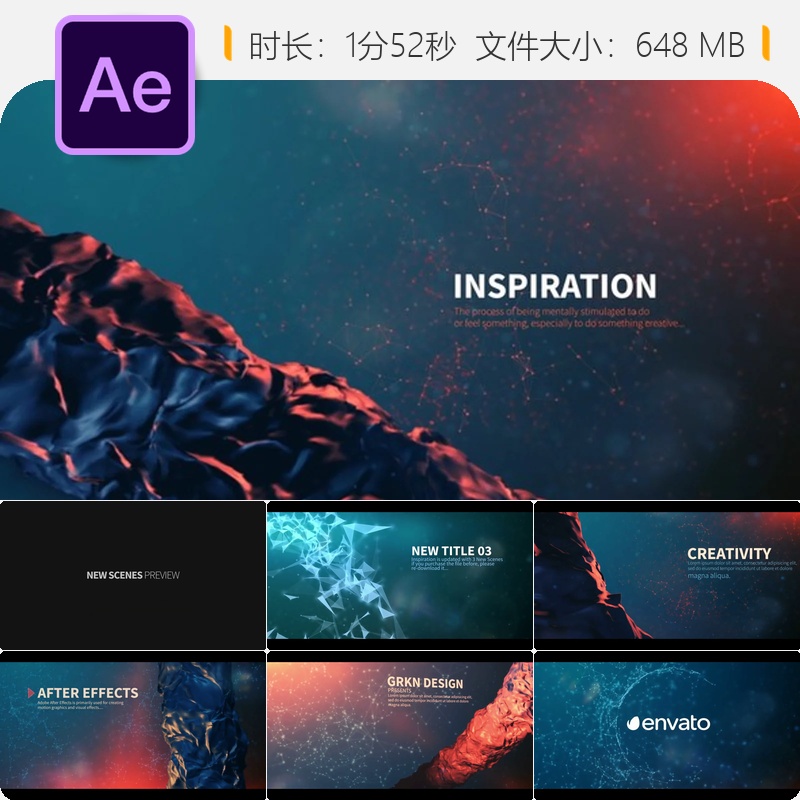 MIR开场AE模板灵感视频片头设计创意动画4K分辨率动态效果展示