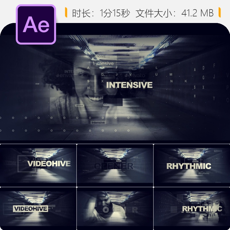 地铁快节奏AE模板动态城市生活运动风格片头动画制作素材包