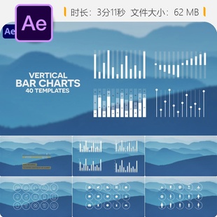 AE模板40个垂直柱状图信息图表商业数据可视化动画效果资源合集