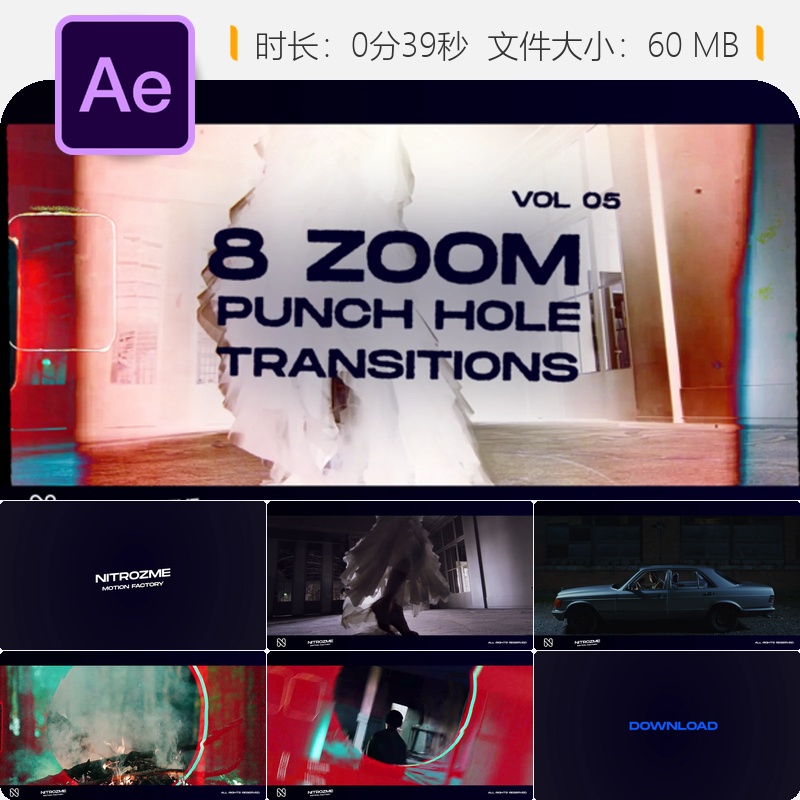 AE模板社交媒体无缝缩放转场动画预设视频特效AE插件预设包合集