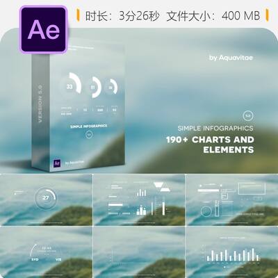 未来科技感AE模板动态信息图表企业数据可视化动画效果展示片