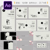 Hogan现代婚礼邀请函AE模板金色徽章动画浪漫爱情故事开场片头