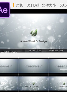 AE模板蓝色3D网站LOGO动画白色简洁片头特效视频素材AE工程文件