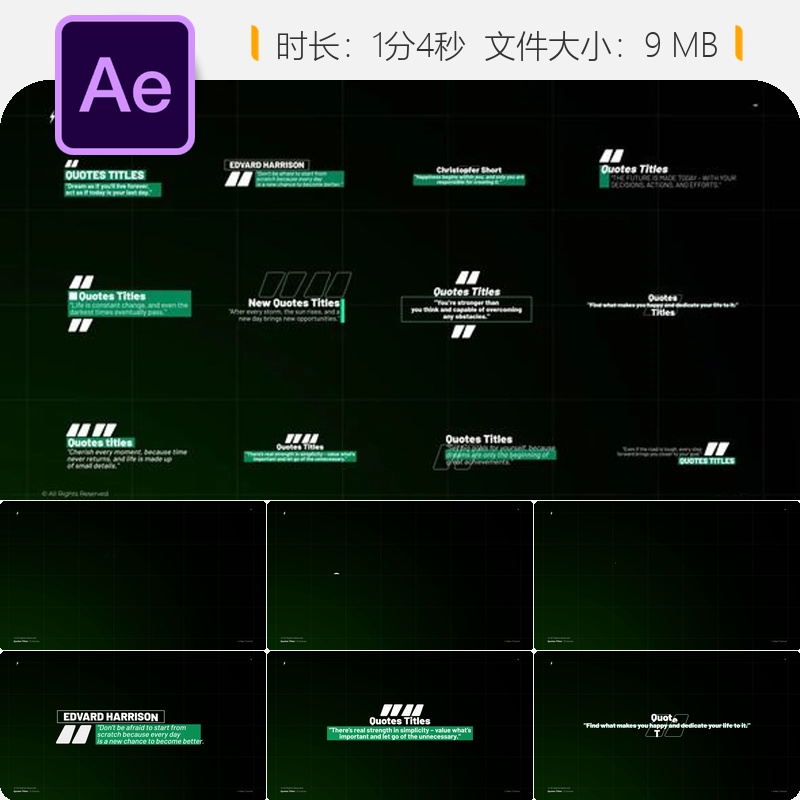 优雅动态文字排版AE模板企业广播级简约动画设计4K高清视频制作