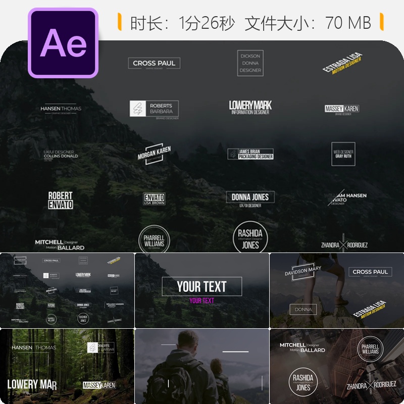 Clean Minimal AE模板优雅动态动画设计品牌标识内容创作者工具