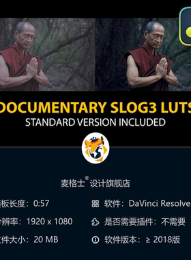 达芬奇电影感Slog3调色LUT预设支持ARRI佳能摄影机色彩