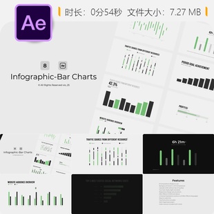 数据图表AE模板柱状图圆形企业商务分析动画背景视频素材制作