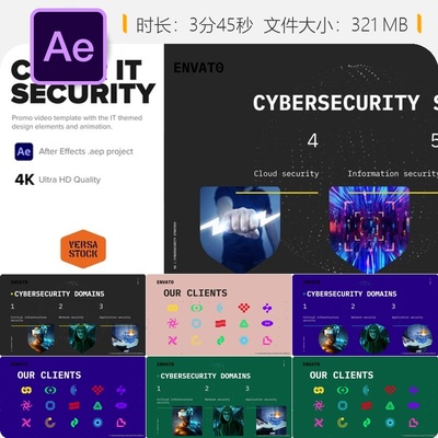 网络安全AE模板公司宣传产品推广动画4K技术图形防火墙软件防御