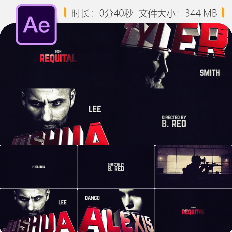 Grunge风格犯罪侦探动态开场AE模板4K电影质感片头设计模板