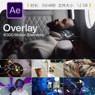 AE模板动漫卡通动画特效元素包包含电光粉尘背景效果素材合集