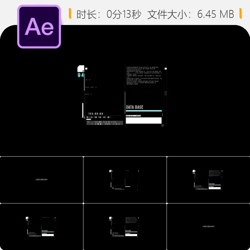 HUD数据信息图表AE模板科幻界面科技元素模块化设计plexus风格