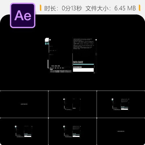 HUD数据信息图表AE模板科幻界面科技元素模块化设计plexus风格