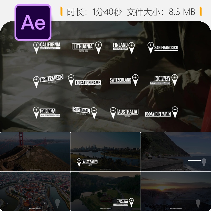 AE模板动态商业位置优雅时尚信息图表企业宣传4K视频制作模板