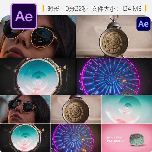 Droste Studio AE模板3D全景无限循环摄像机视错觉特效动画素材