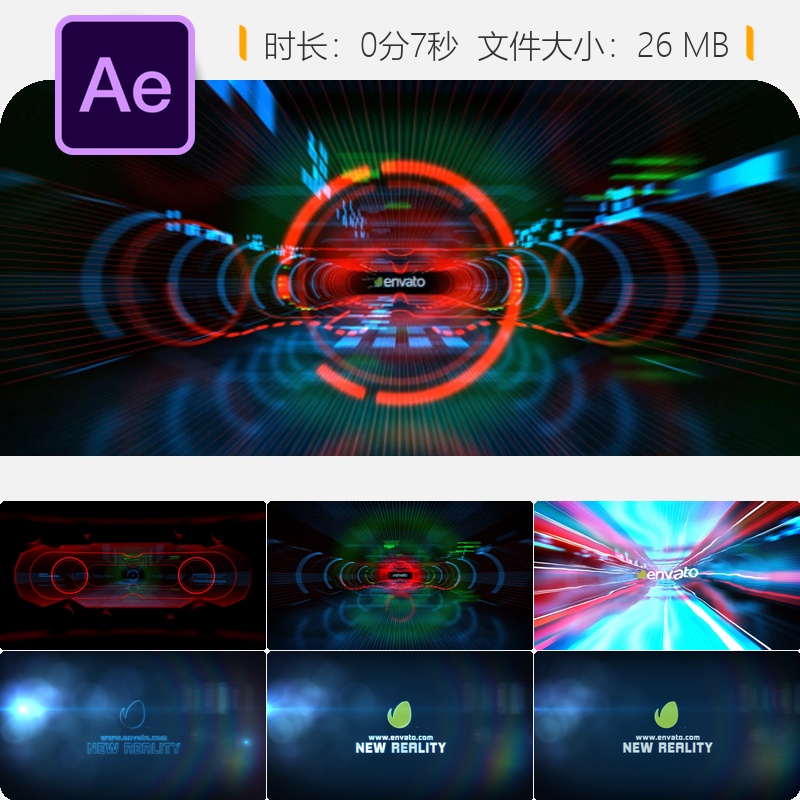 现代科技数据虚拟现实AE模板LOGO动画开场片头4K数字空间界面