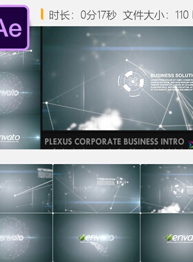 Plexus企业商务开场AE模板现代科技网络LOGO动画优雅专业通信