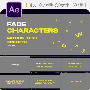 AE模板动态文字淡入淡出动画预设Mister Horse运动特效动画