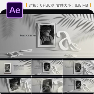 AE模板葬礼追悼会视频片头讣告生平照片纪念服务定制蜡烛模板