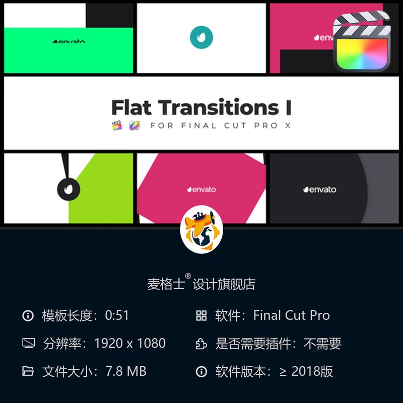 FCPX多彩抽象转场模板 影视级动态背景素材 MG动画风格视频特效