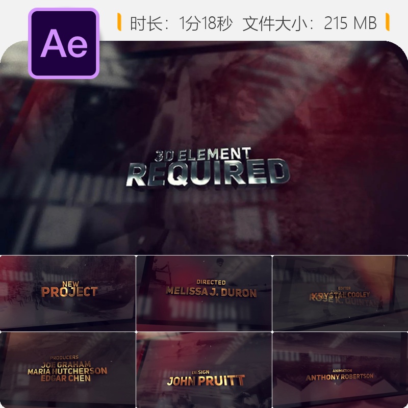 好莱坞史诗级历史大片片头AE模板电影感开场动画4K视频素材合集