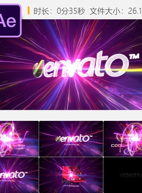 Disco舞动风格LOGO动画AE模板Trapcode粒子线条光效展示片头设计