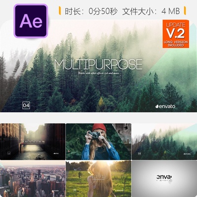 AE模板照片回忆幻灯片转场视频展示动画效果制作教程素材包下载