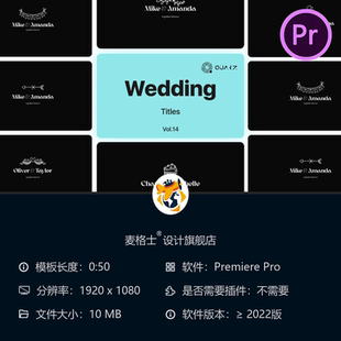 Premiere PR婚礼模板14套优雅动态动画AE模板商务品牌风格