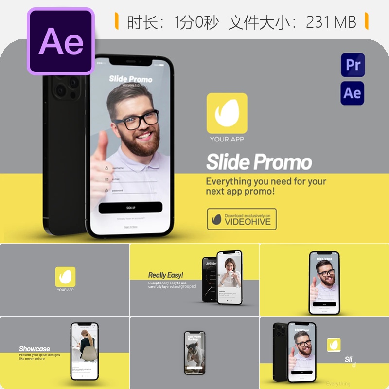 AE模板3D手机应用宣传片动画展示企业推广视频制作iPhone展示