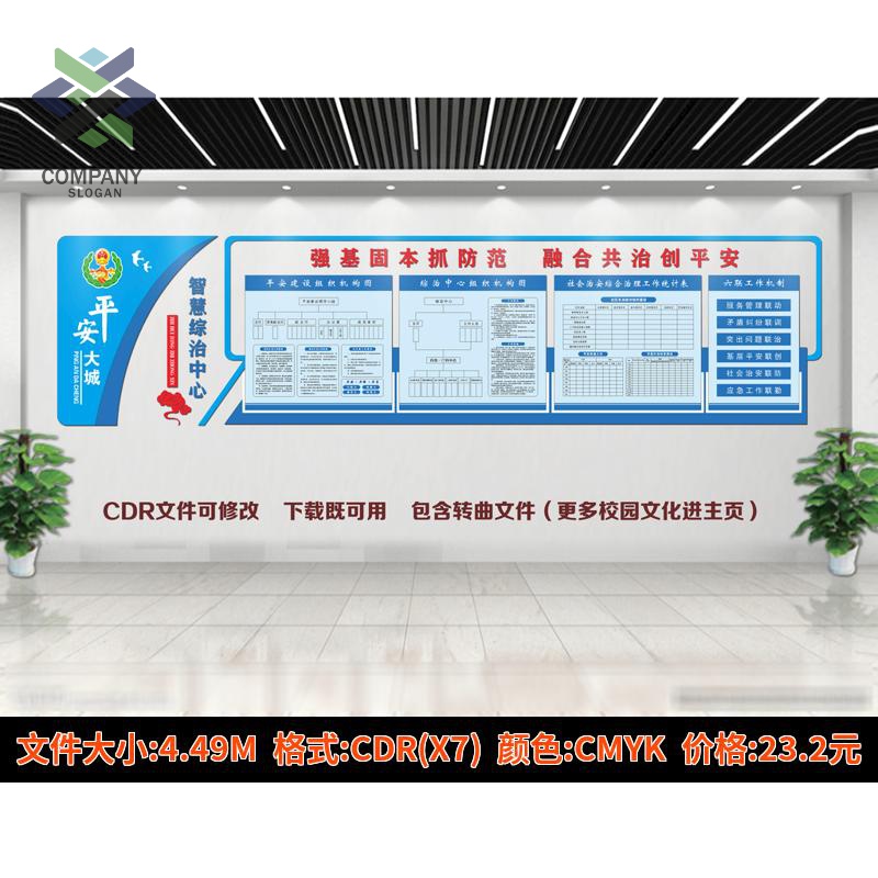 社区党建综合治理服务中心文化墙综治服务前台大厅综治文化墙素材