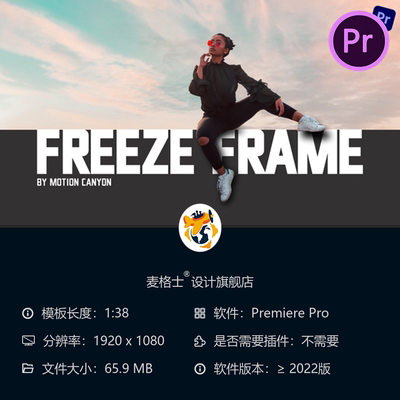 精美定格画面PR模板文字动画片头4K广告宣传视频封面设计制作