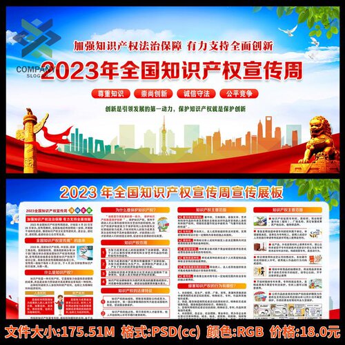 2026年全国知识产权宣传周展板知识科海报挂图三折页手册设计素材